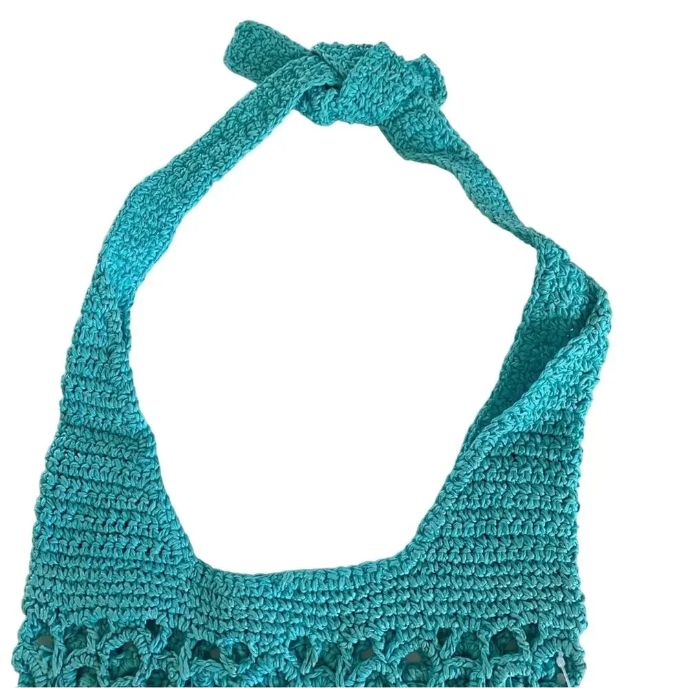 Urban Outfitters Monaco Blue Raffia Hobo Beach Vacation Bohemian Style Bag NWT